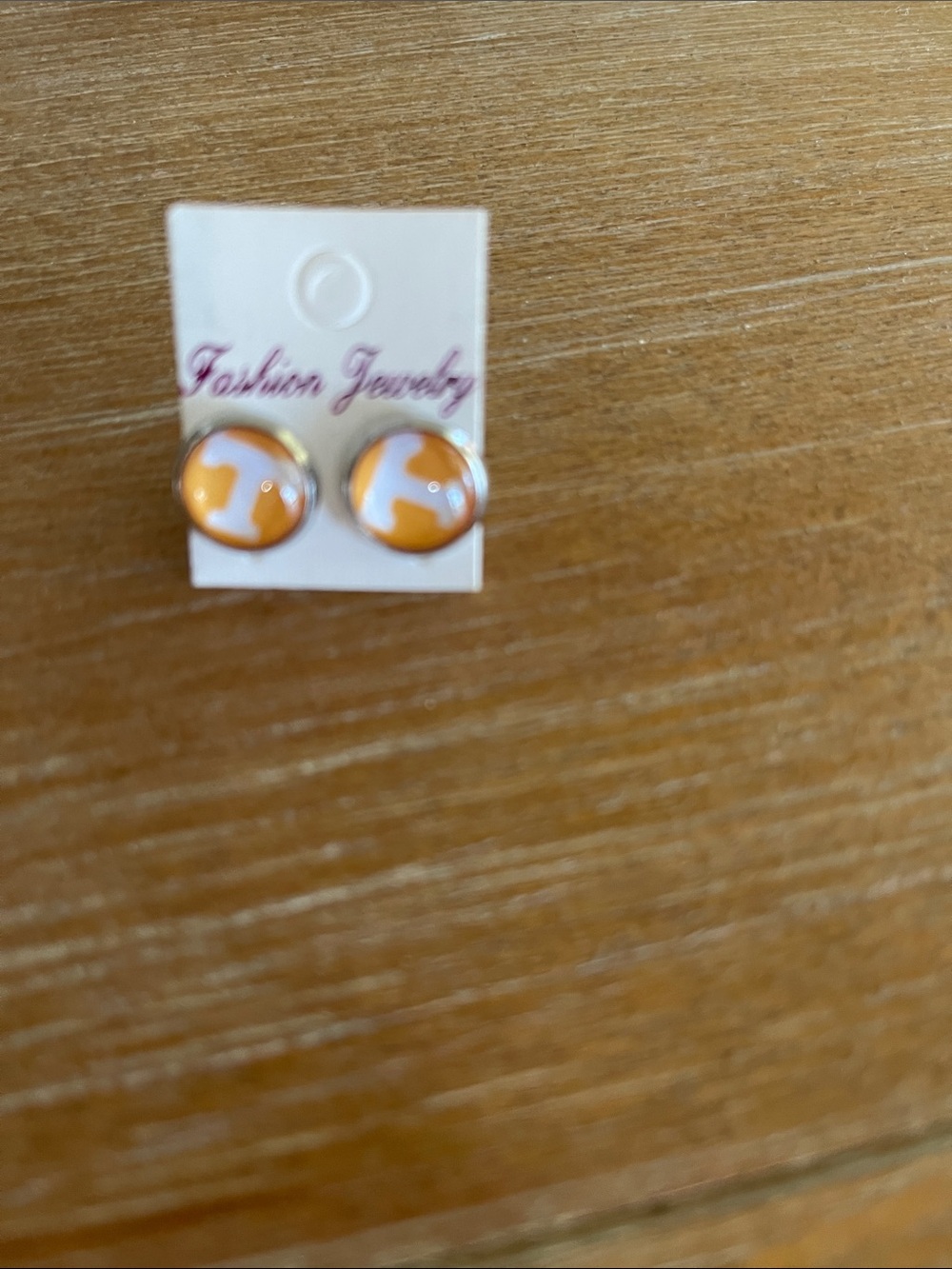 Fashion Jewelry Orange and White Round Stud Earrings